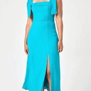 Trixii turquoise midi dress with tie bow detail Size M #party #eveningwear